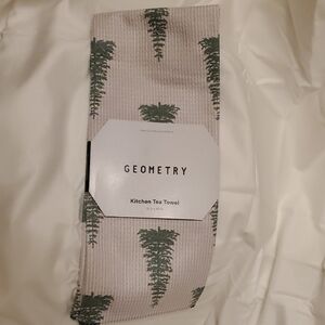 NWT Geometry Kitchen Tea Towel - Green Tree Design - 18 inches x 30 inches